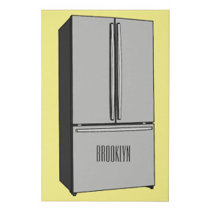 French door refrigerator cartoon illustration faux canvas print