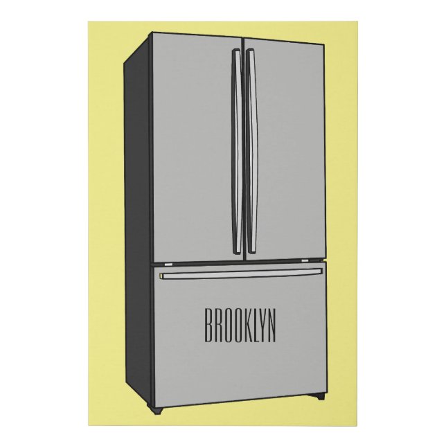 French door refrigerator cartoon illustration faux canvas print (Front)