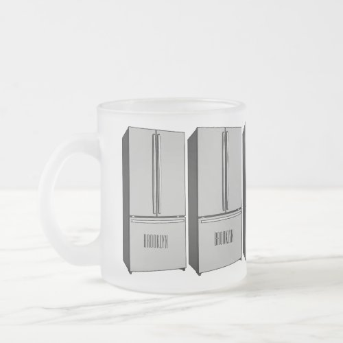 French door refrigerator cartoon illustration frosted glass coffee mug