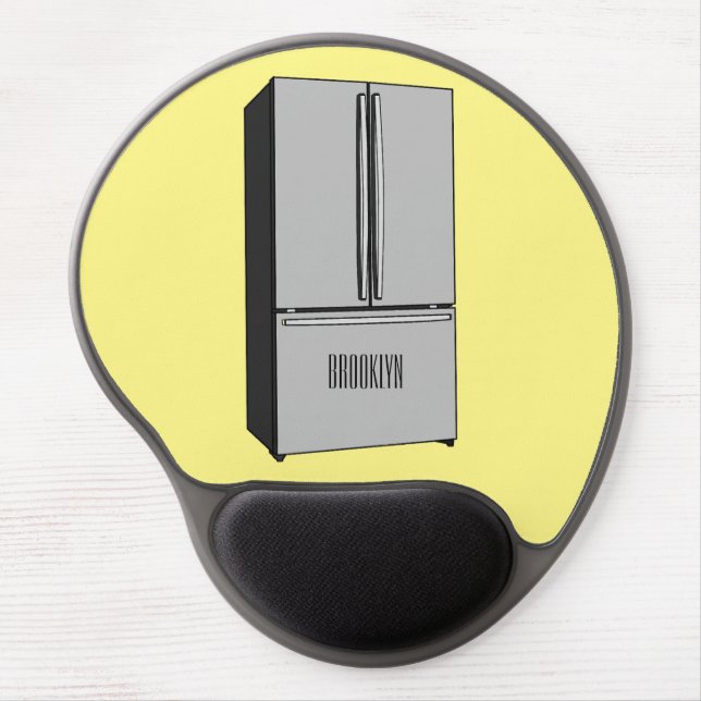 French door refrigerator cartoon illustration gel mouse pad (Front)