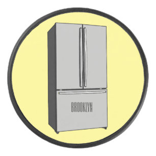 French door refrigerator cartoon illustration hockey puck