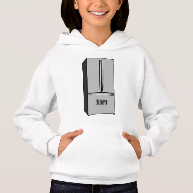 French door refrigerator cartoon illustration hoodie (Front)