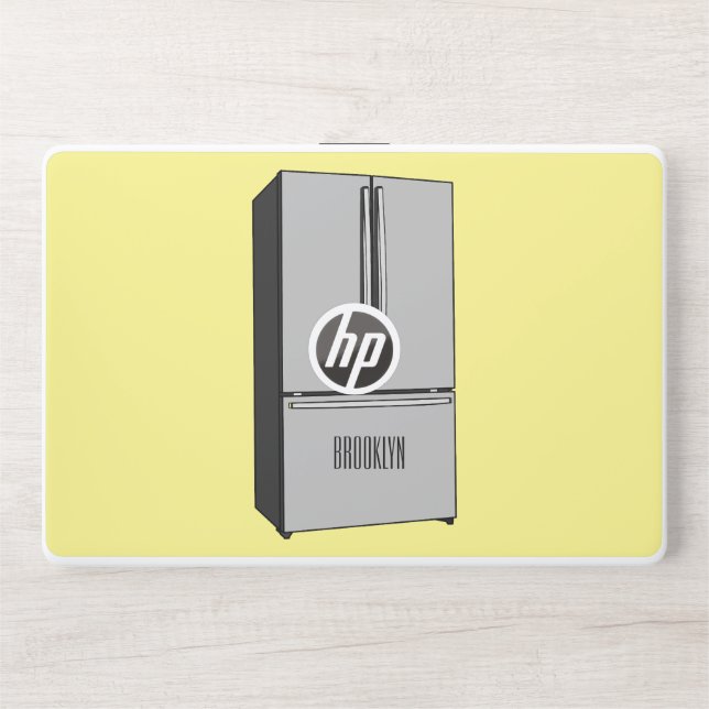 French door refrigerator cartoon illustration HP laptop skin (Front)