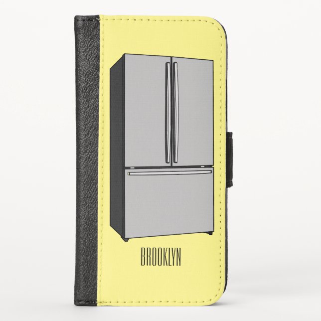French door refrigerator cartoon illustration iPhone wallet case (Front)