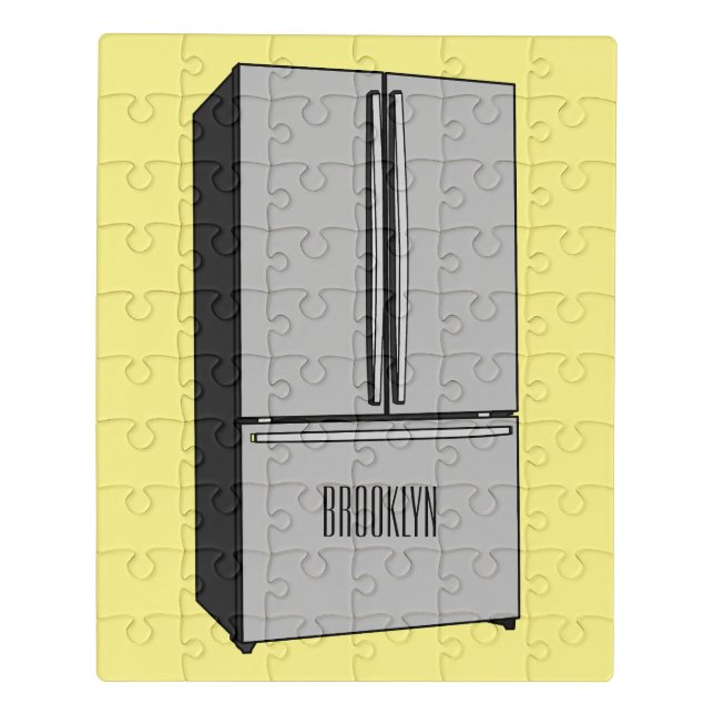 French door refrigerator cartoon illustration jigsaw puzzle (Puzzle Vertical)