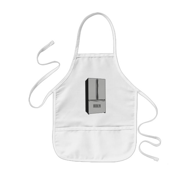 French door refrigerator cartoon illustration kids' apron (Front)