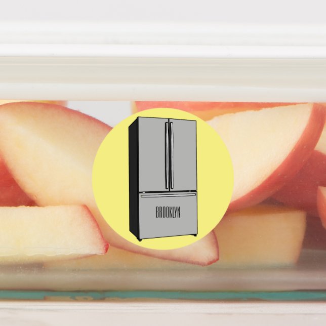 French door refrigerator cartoon illustration labels (Affixed)