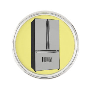 French door refrigerator cartoon illustration lapel pin
