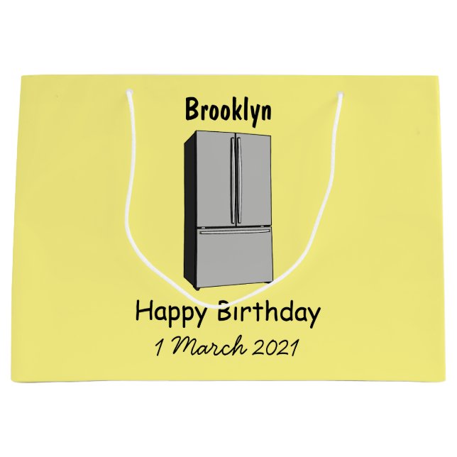 French door refrigerator cartoon illustration large gift bag (Front)