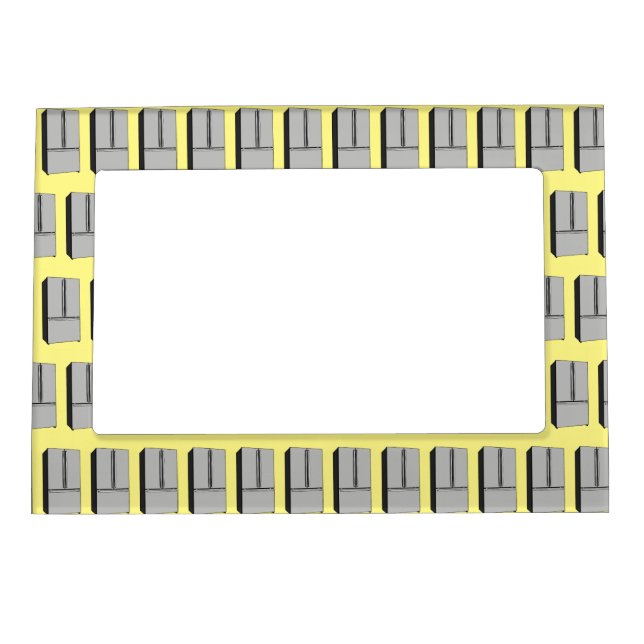 French door refrigerator cartoon illustration magnetic frame (Front)