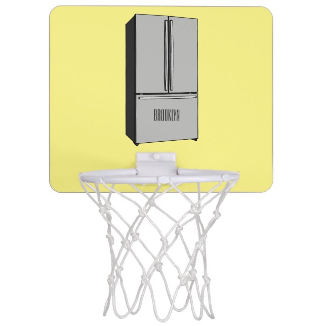 French door refrigerator cartoon illustration mini basketball hoop (Front)