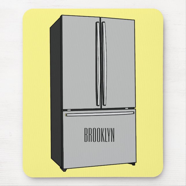 French door refrigerator cartoon illustration mouse pad (Front)