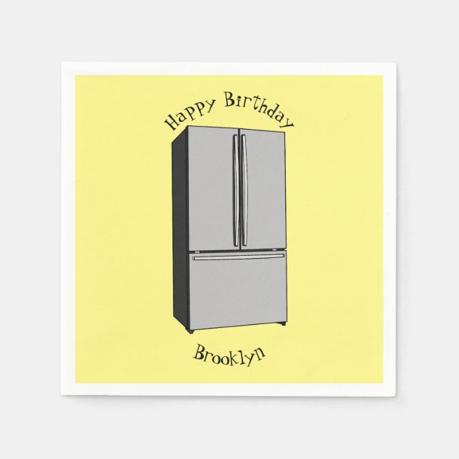 French door refrigerator cartoon illustration napkins (Front)