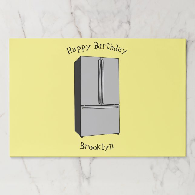 French door refrigerator cartoon illustration paper pad (Front)