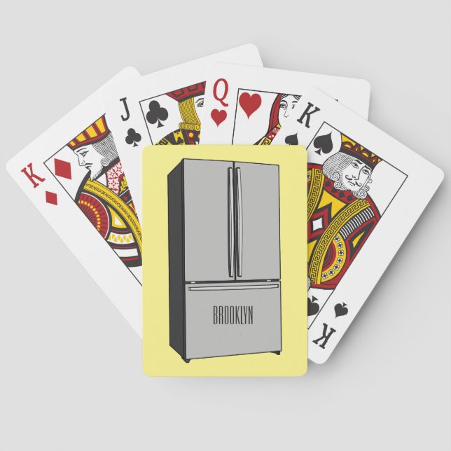 French door refrigerator cartoon illustration poker cards (Back)