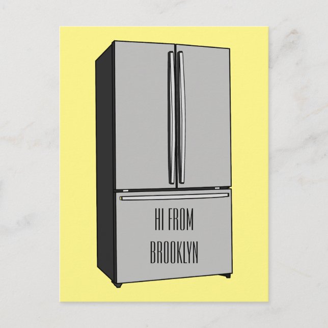 French door refrigerator cartoon illustration postcard (Front)