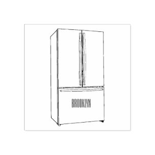 French door refrigerator cartoon illustration rubber stamp