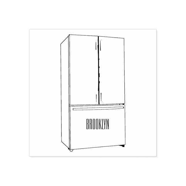 French door refrigerator cartoon illustration rubber stamp (Imprint)