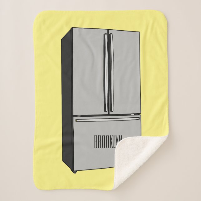 French door refrigerator cartoon illustration sherpa blanket (Front)
