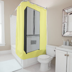 French door refrigerator cartoon illustration shower curtain