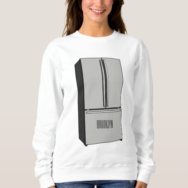 French door refrigerator cartoon illustration sweatshirt (Front)