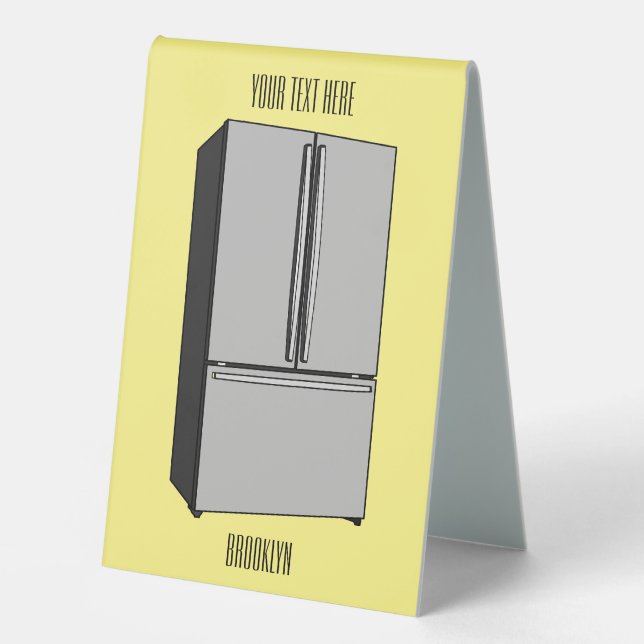 French door refrigerator cartoon illustration table tent (Front)