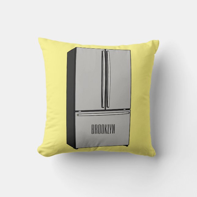 French door refrigerator cartoon illustration throw pillow (Front)