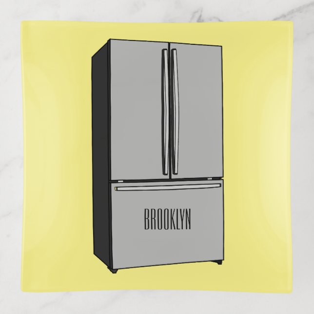 French door refrigerator cartoon illustration trinket tray (Front)
