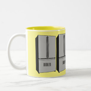 French door refrigerator cartoon illustration Two-Tone coffee mug