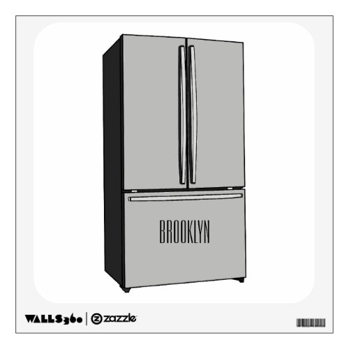French door refrigerator cartoon illustration wall decal