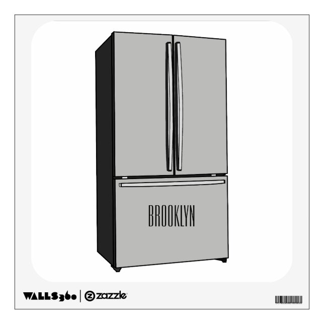 French door refrigerator cartoon illustration wall decal (Front)