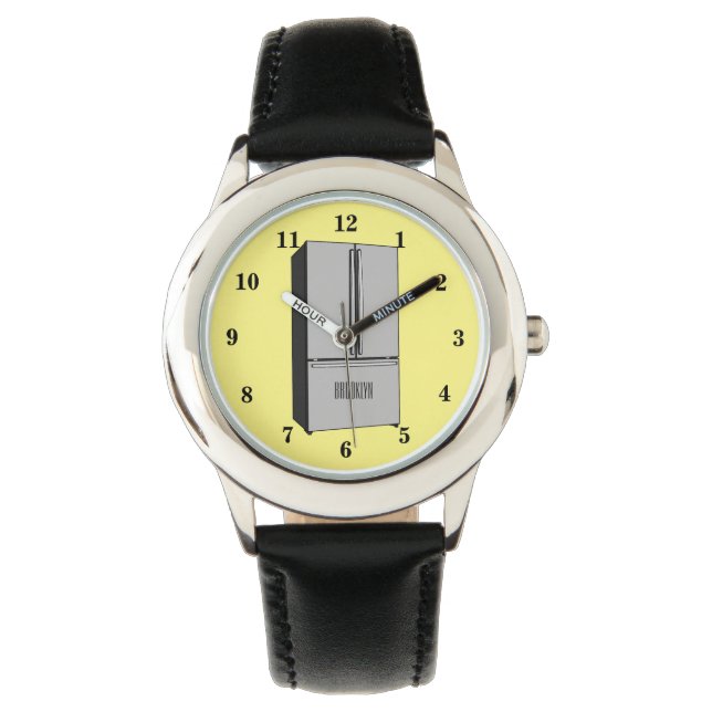 French door refrigerator cartoon illustration watch (Front)