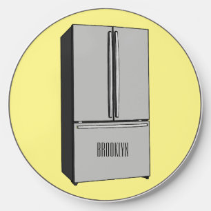French door refrigerator cartoon illustration wireless charger 