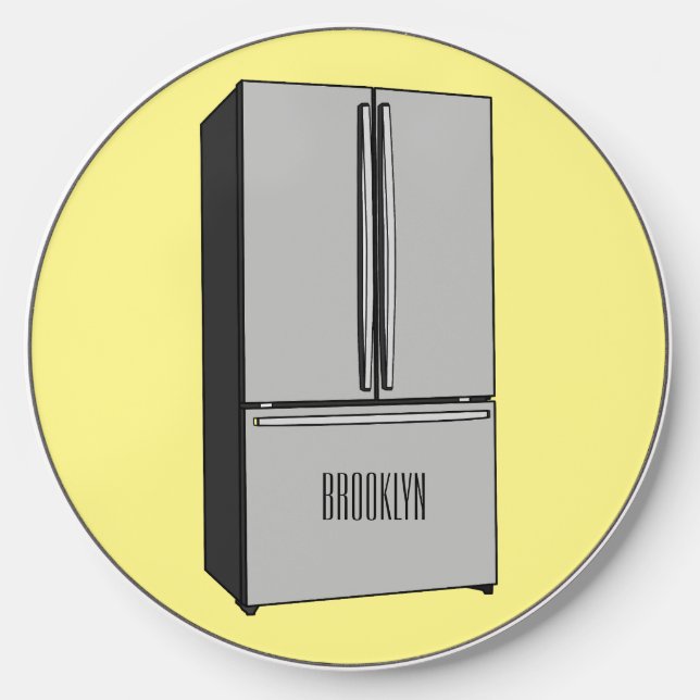 French door refrigerator cartoon illustration wireless charger  (Front)