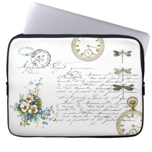 French Dragonfly Watch Vintage Laptop Sleeve