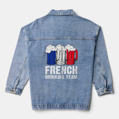 French Drinking Team France Zip  Denim Jacket