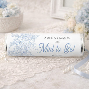 French Dusty Blue Floral "Mint to Be" Wedding  Breath Savers® Mints