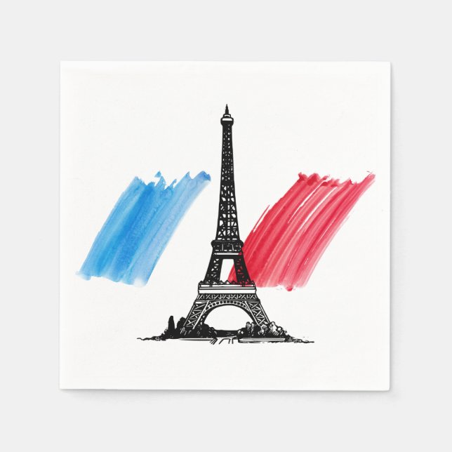 French Eiffel tower and flag dinner party Napkins (Front)