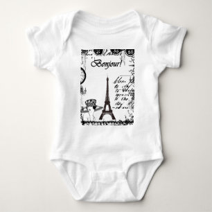 French Eiffel Tower Collage Baby Bodysuit