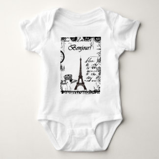 French Eiffel Tower Collage Baby Bodysuit