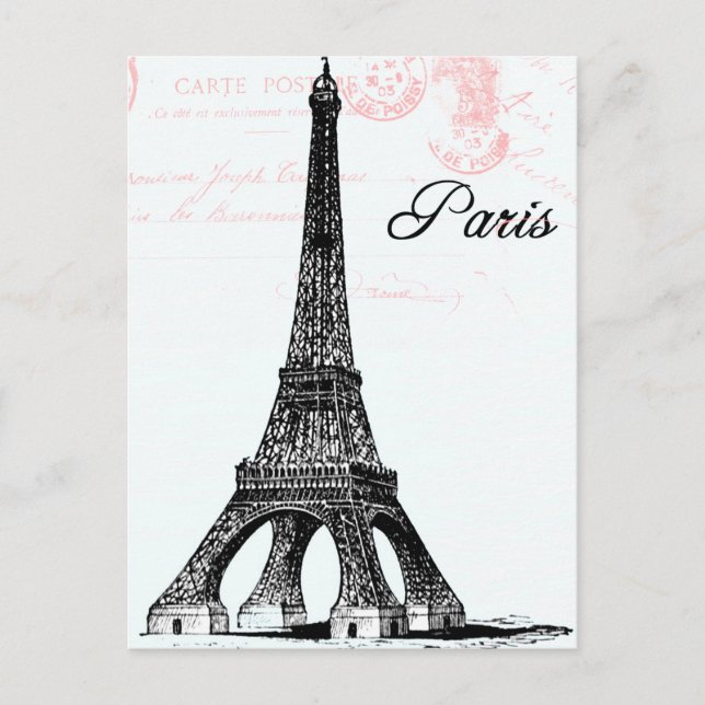 French Eiffel Tower Collage Postcard (Front)
