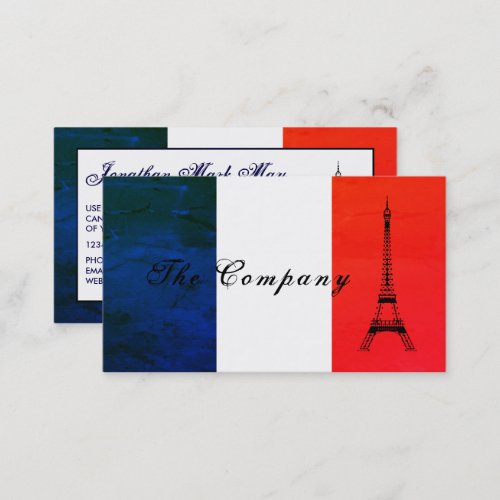 French Eiffel Tower Flag France Business Card