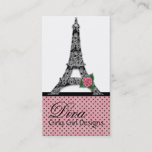 Customizable French Eiffel Tower Girly Girl Diva Business Card2