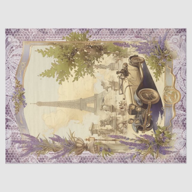 French Eiffel Tower Lavender Lace Tissue Paper (Front)