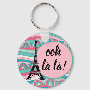 French Eiffel Tower Trendy Ooh la la!/ Monogram Keychain