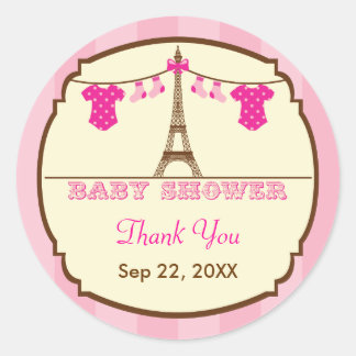 French Eiffel Tower Twin Baby Shower Favor Sticker