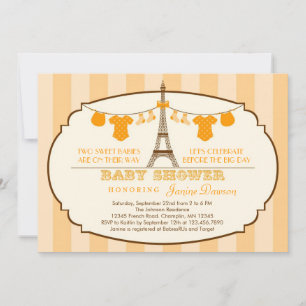 French Eiffel Tower Twin Baby Shower Invitation