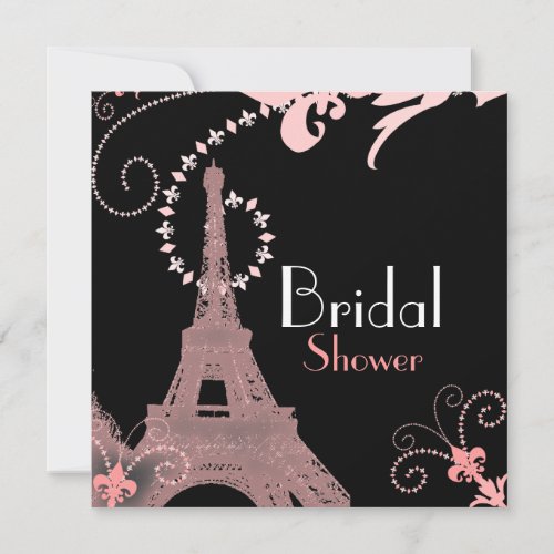 French eiffel tower vintage paris bridal shower invitation