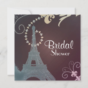 French eiffel tower vintage paris bridal shower invitation