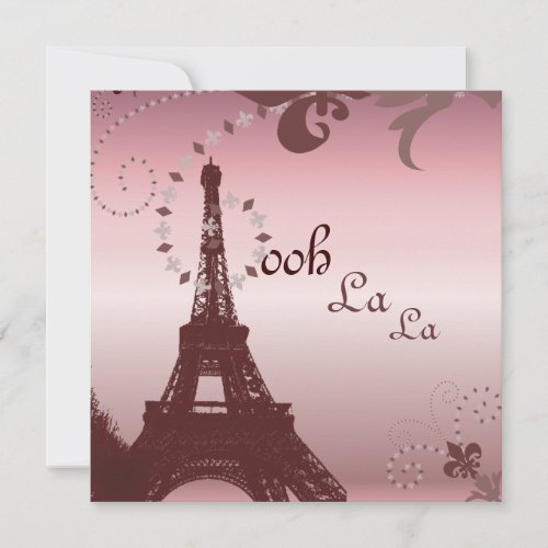 French eiffel tower vintage paris bridal shower invitation